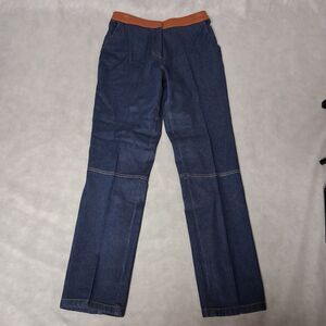 1990's Forenza Blue Jeans Women's 4 26x31 Brown Faux Leather Waist Dark Washed